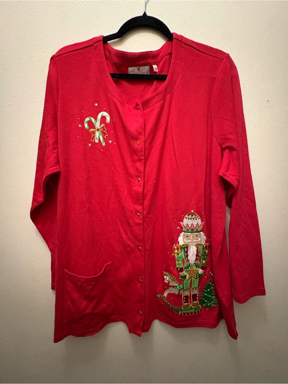 Women's Red Nutcracker Embellished Cardigan
